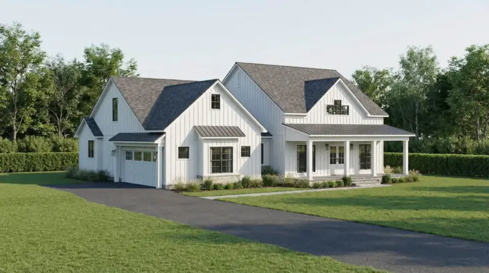 Plan 70954MK rear porch with vaulted ceiling
