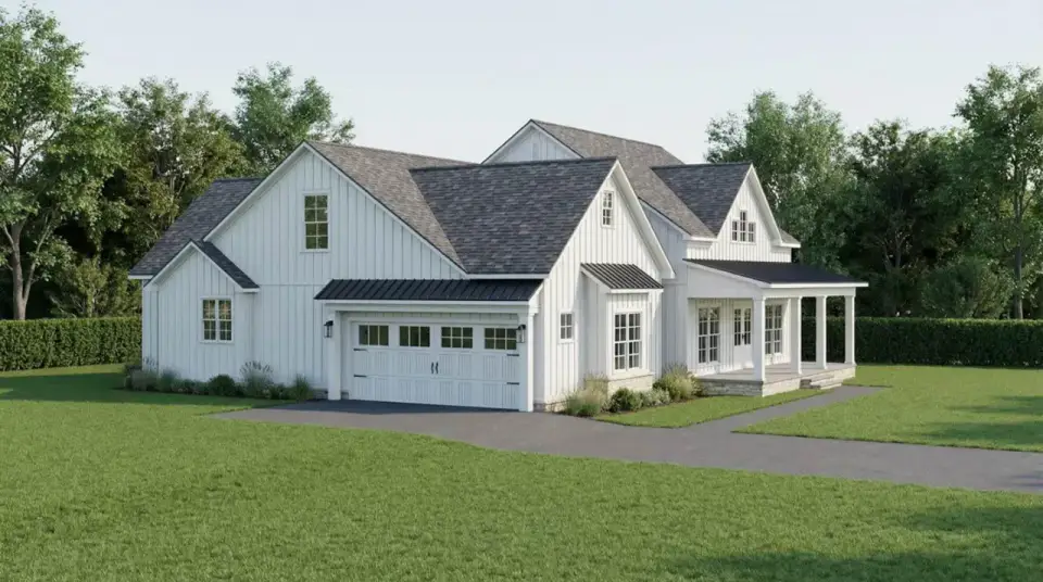 Plan 70954MK front elevation with brick wainscot option