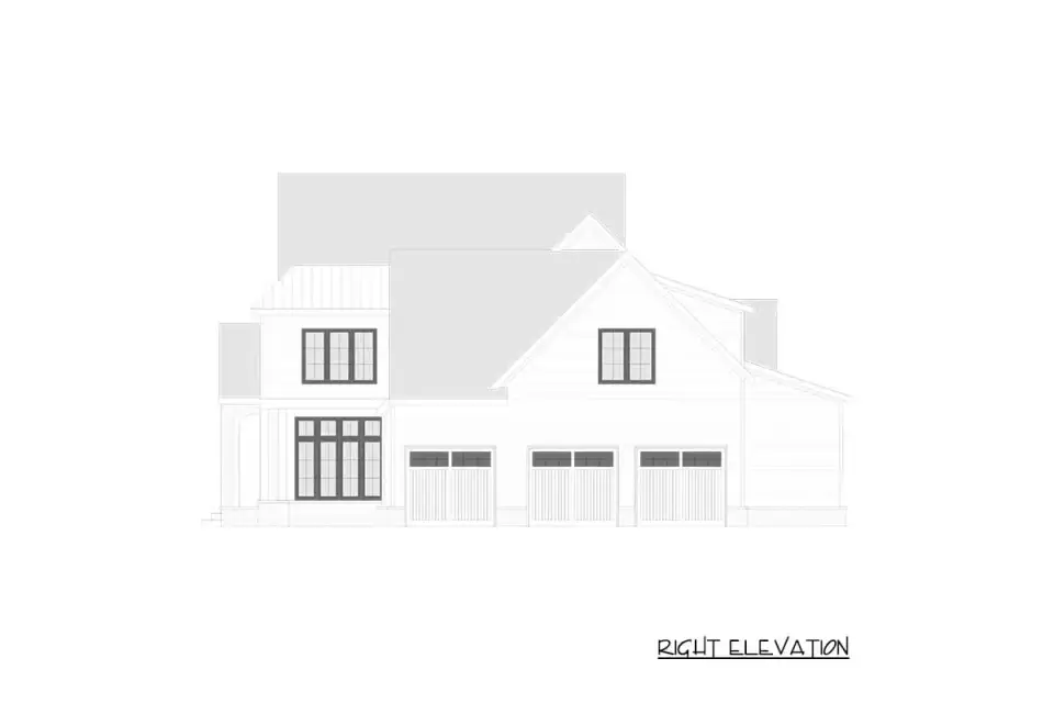 Natural wood accent variation of European modern farmhouse plan 750024LDG