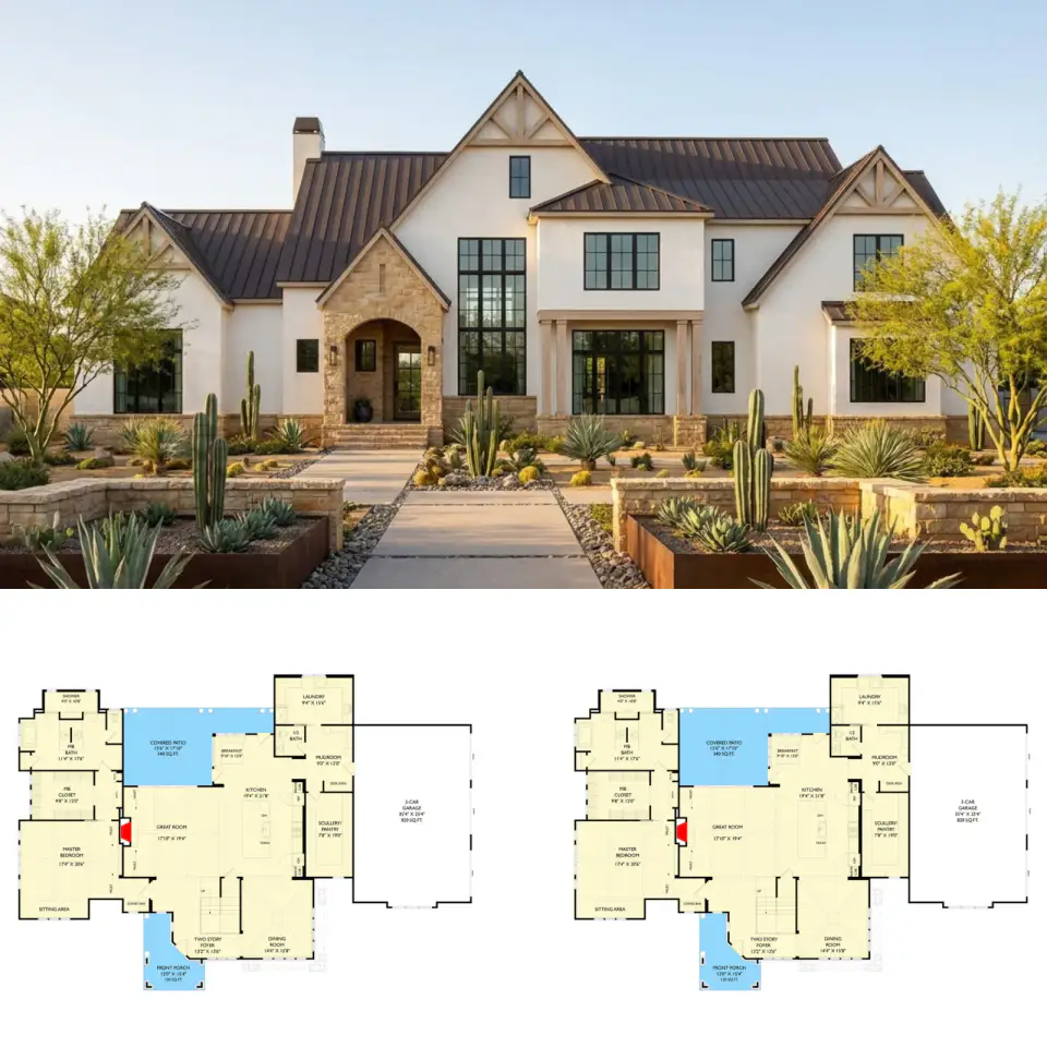 European Modern Farmhouse Plan 750024LDG