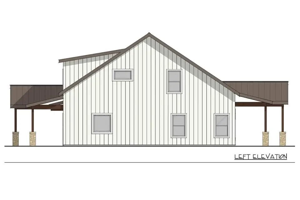Rear elevation with covered patio matching the front porch depth