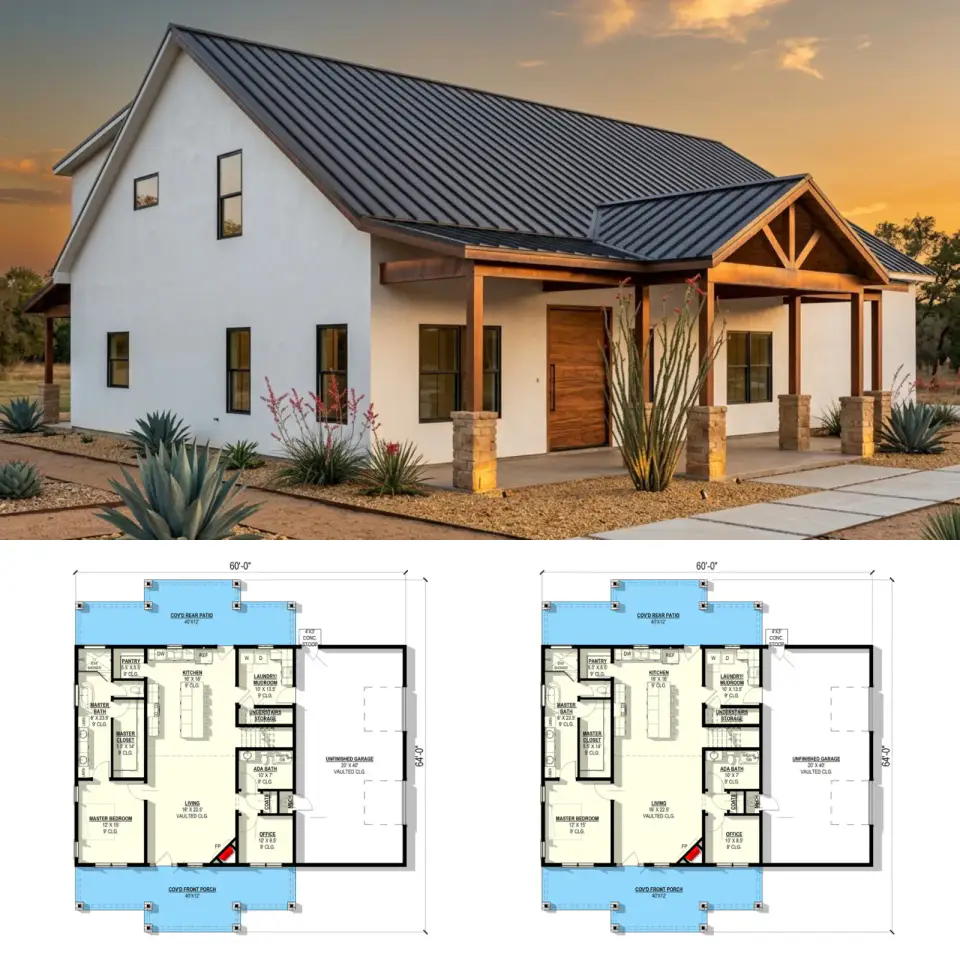 2,372 sq ft Modern Barndominium with Vaulted Great Room