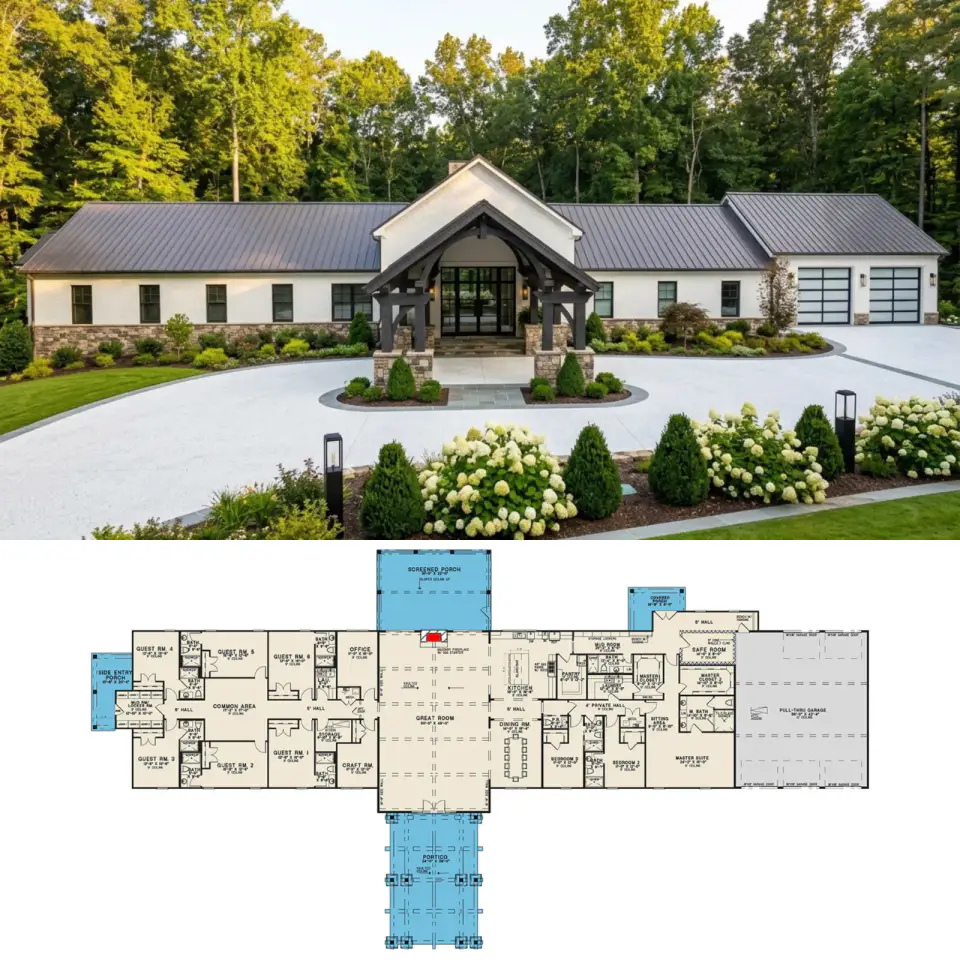 Luxury 9-Bedroom Barndominium Floor Plan Review
