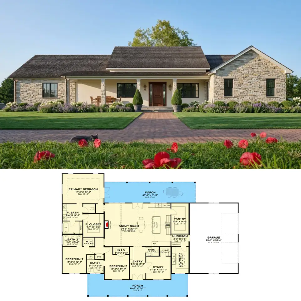 Three-Bedroom Barndominium with Covered Porch and Study