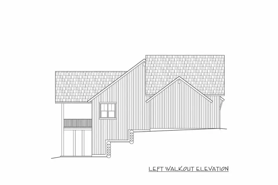 Garage side elevation with three-car bay