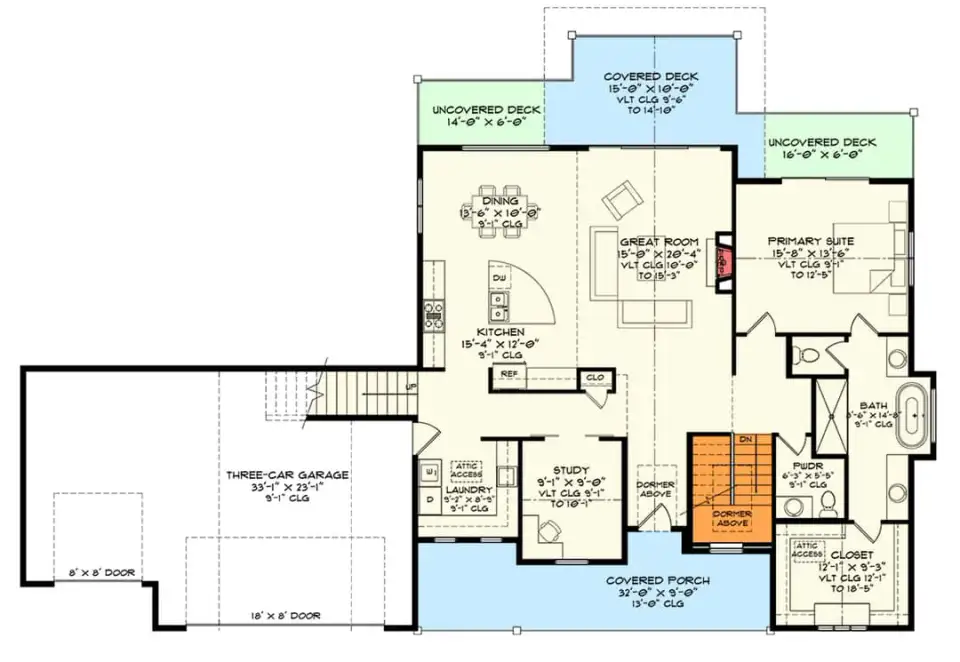 Main level with optional basement staircase configuration