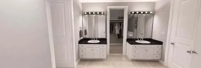 Basement full bath with light finish palette
