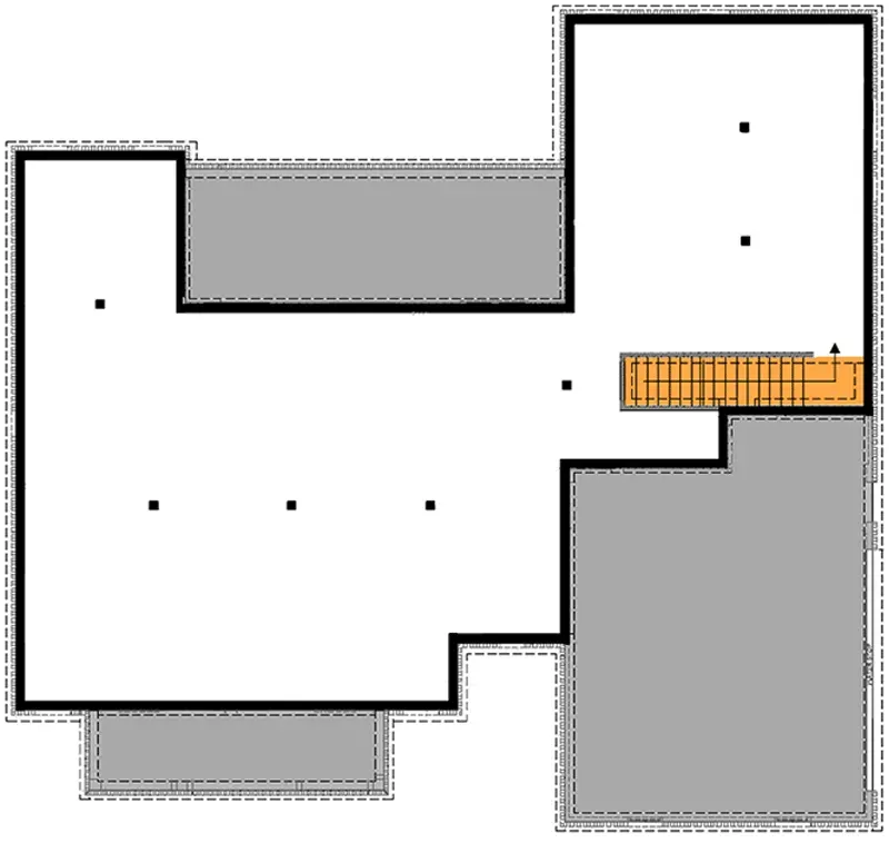 Optional unfinished basement level drawing showing mechanical rough-in and storage space for sloped-lot builds