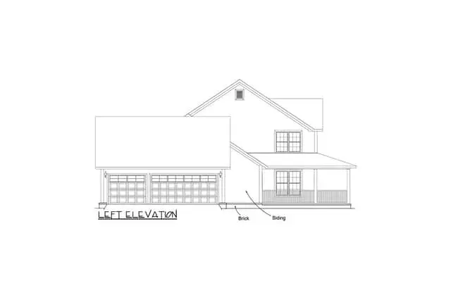Plan 4122WM landscaped approach with stone path and low foundation plantings