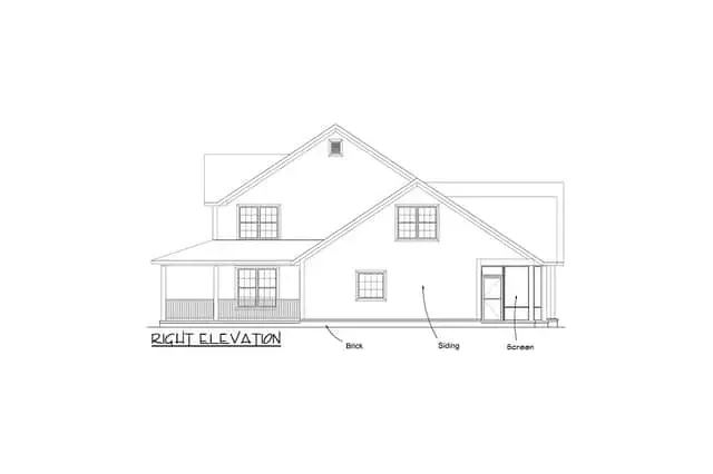 Plan 4122WM aerial view showing roof massing porch footprint and garage breezeway