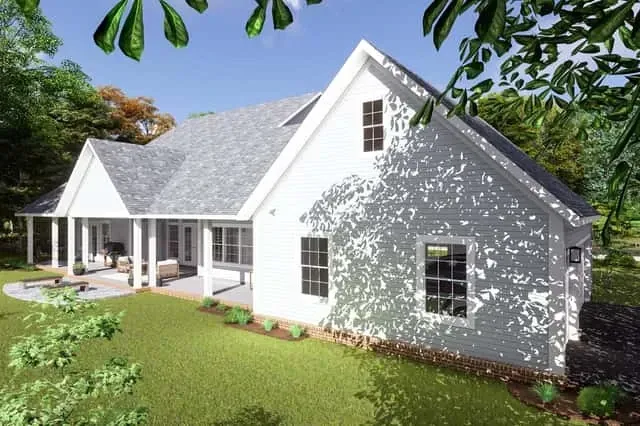 Plan 4122WM garage elevation styled as attached barn with metal roof and board-and-batten siding