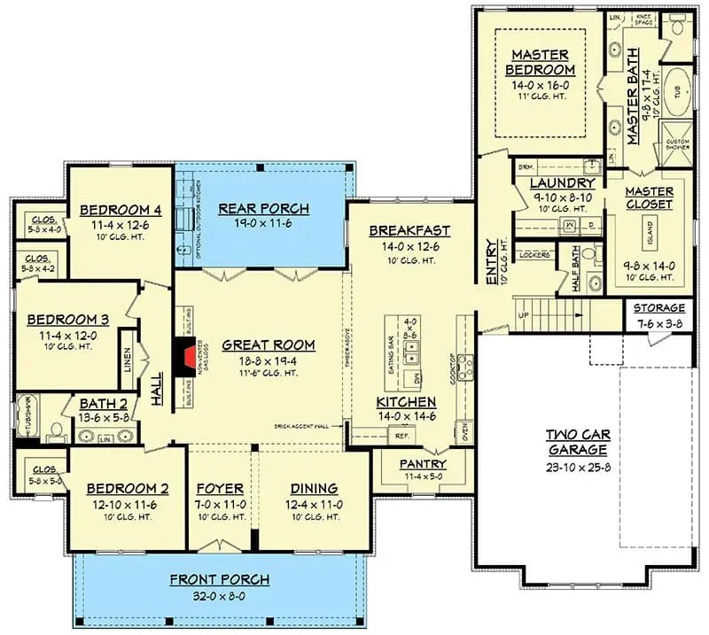 2,686 sq ft single story modern farmhouse main floor plan with split bedroom layout