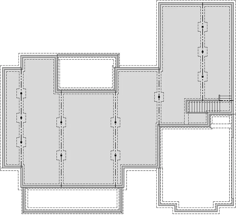 Unfinished basement foundation option for 2686 sq ft farmhouse plan