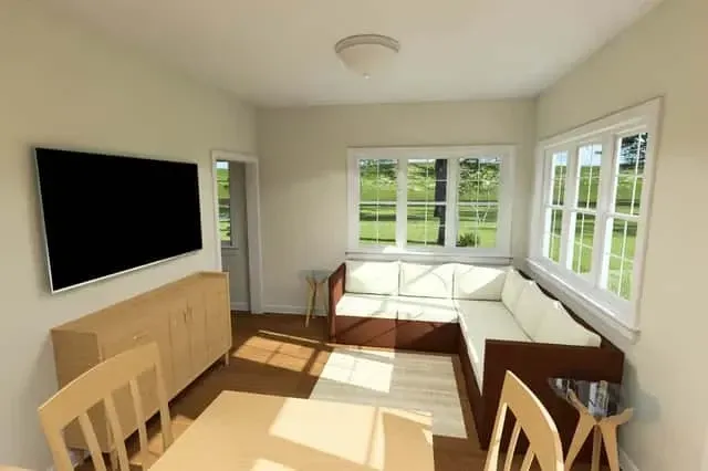 Plan 52522WM kitchen with linear cabinet wall 2x5 prep island stackable laundry nook and durable compact appliance layout